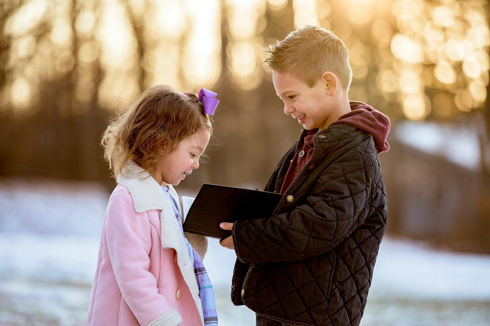 Christian family kids reading together